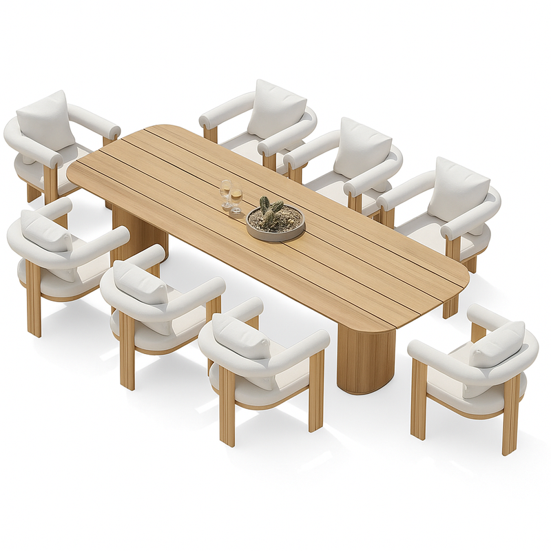 LumaVerde Solaris 9-Piece Teak Cushion Dining Set